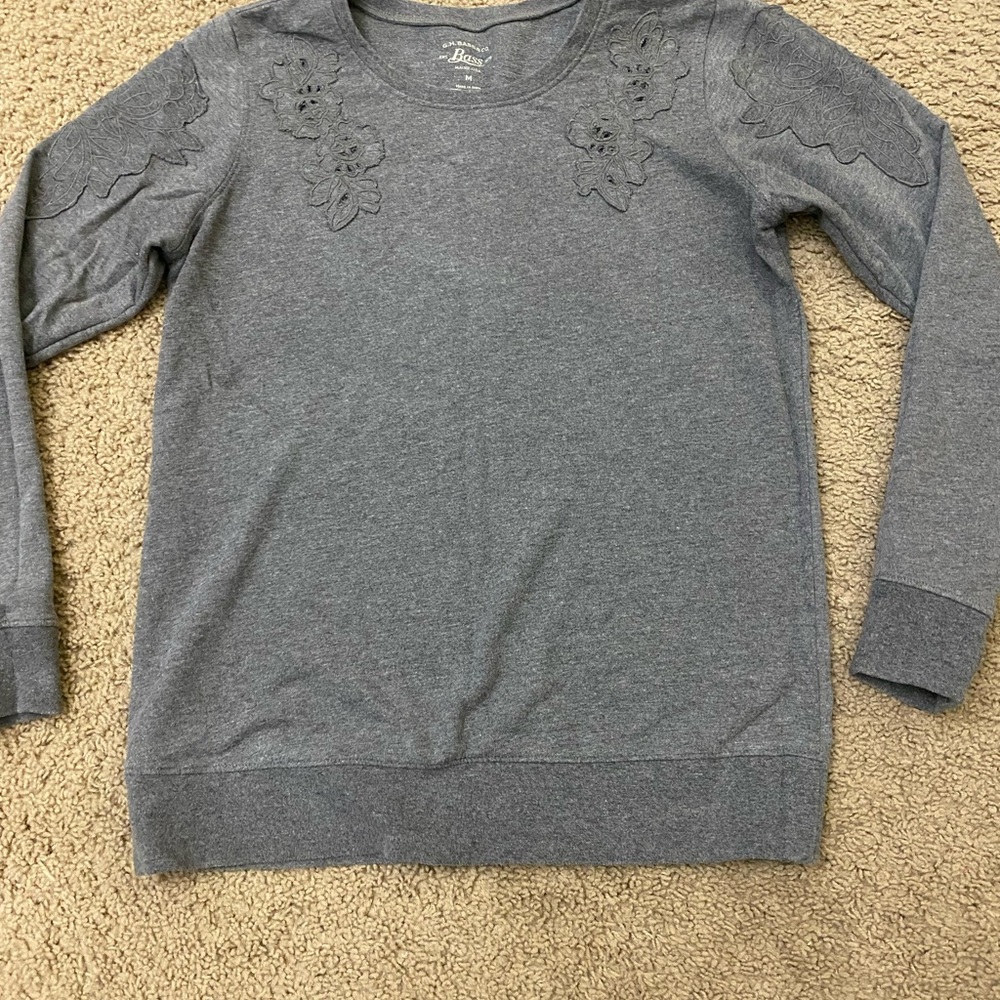 Women’s Gray Floral Embellished Sweater like pullover, M